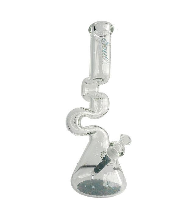 Soul Glass 16.5″ 7mm Zig Zag Clear Bong/Zong