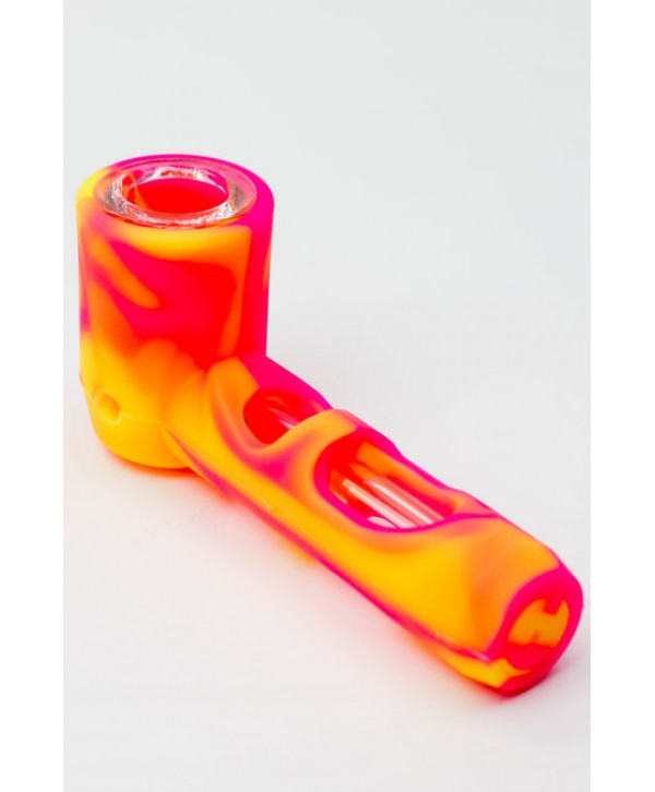 Multi Coloured Silicone Hand Pipe with Glass Bowl and Tube