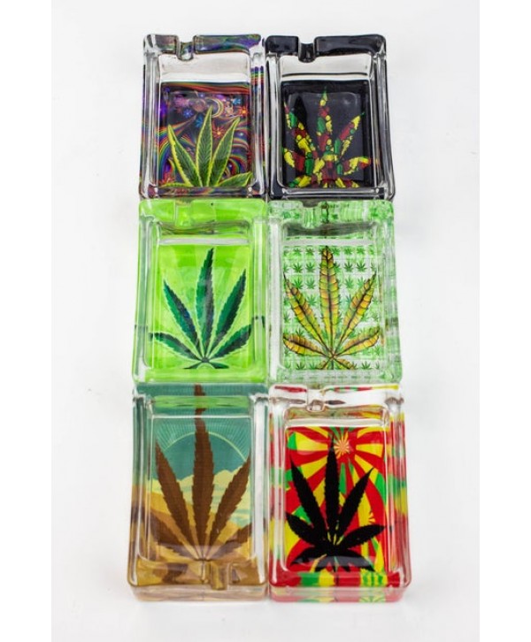 Rectangle Glass Ashtray Leaf