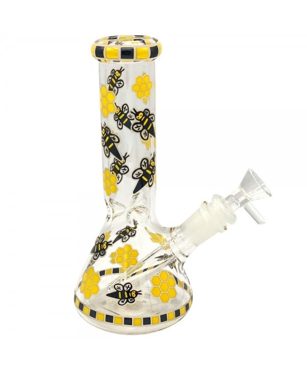 Honey Bee Glow In the Dark 8" Beaker Bong