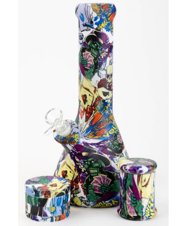 Genie 12" S2-Graphic 9mm glass beaker bong gift set